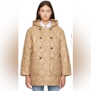 Ganni Beige Hooded Puffer Coat